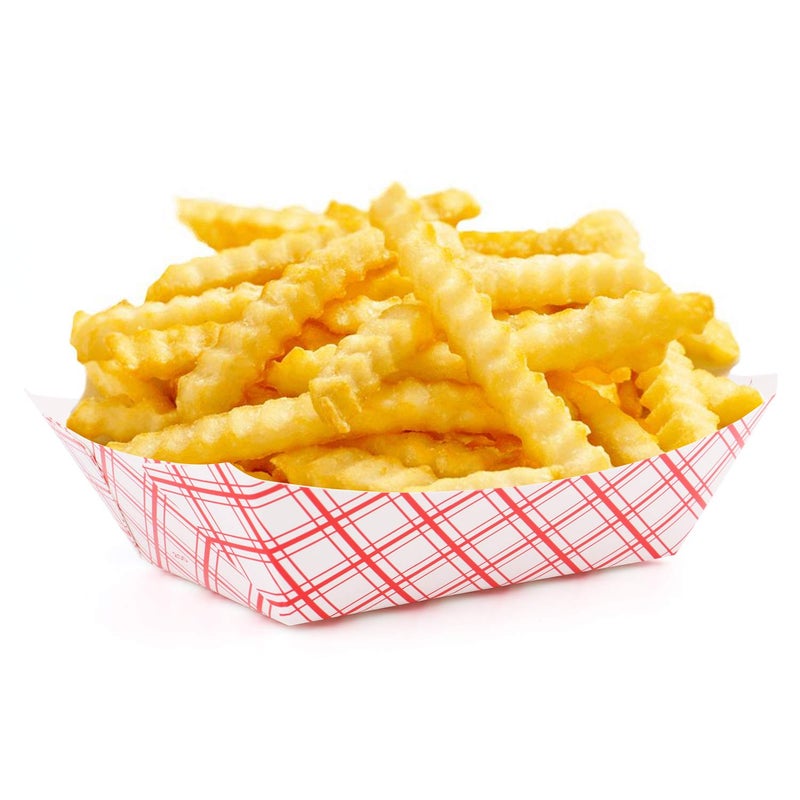 Fasmov 200 Pack 2 lb Capacity Disposable Paper Food Tray, Grease Resistant, Coated Paperboard Basket for Fries, Hot Corn Dogs, Popcorn or Snacks - Image 3